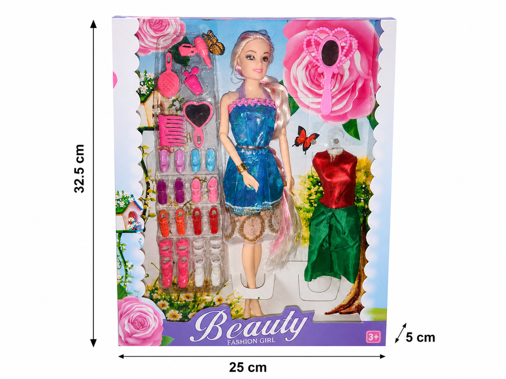 Beauty Fashion Doll Set with Dress Change, Shoes & Hair Accessories for Girls | 3+ Years